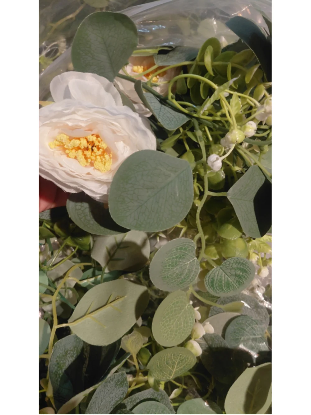 Unbranded Faux Eucalyptus and Gypsophila Floral Garland, One Size, Green/White